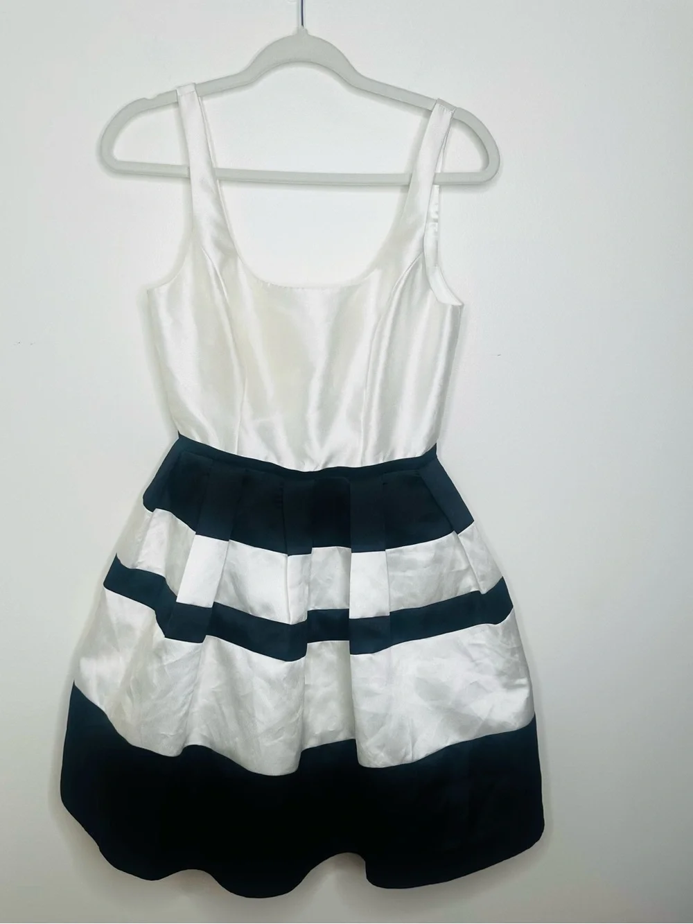 ABS by Allen Schwartz Navy & White Striped Fit & Flare Dress Size - Picture 3 of 10